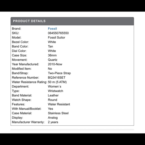 Fossil Suitor Silver White Dial Leather Strap Round Watch Set - Picture 8 of 8